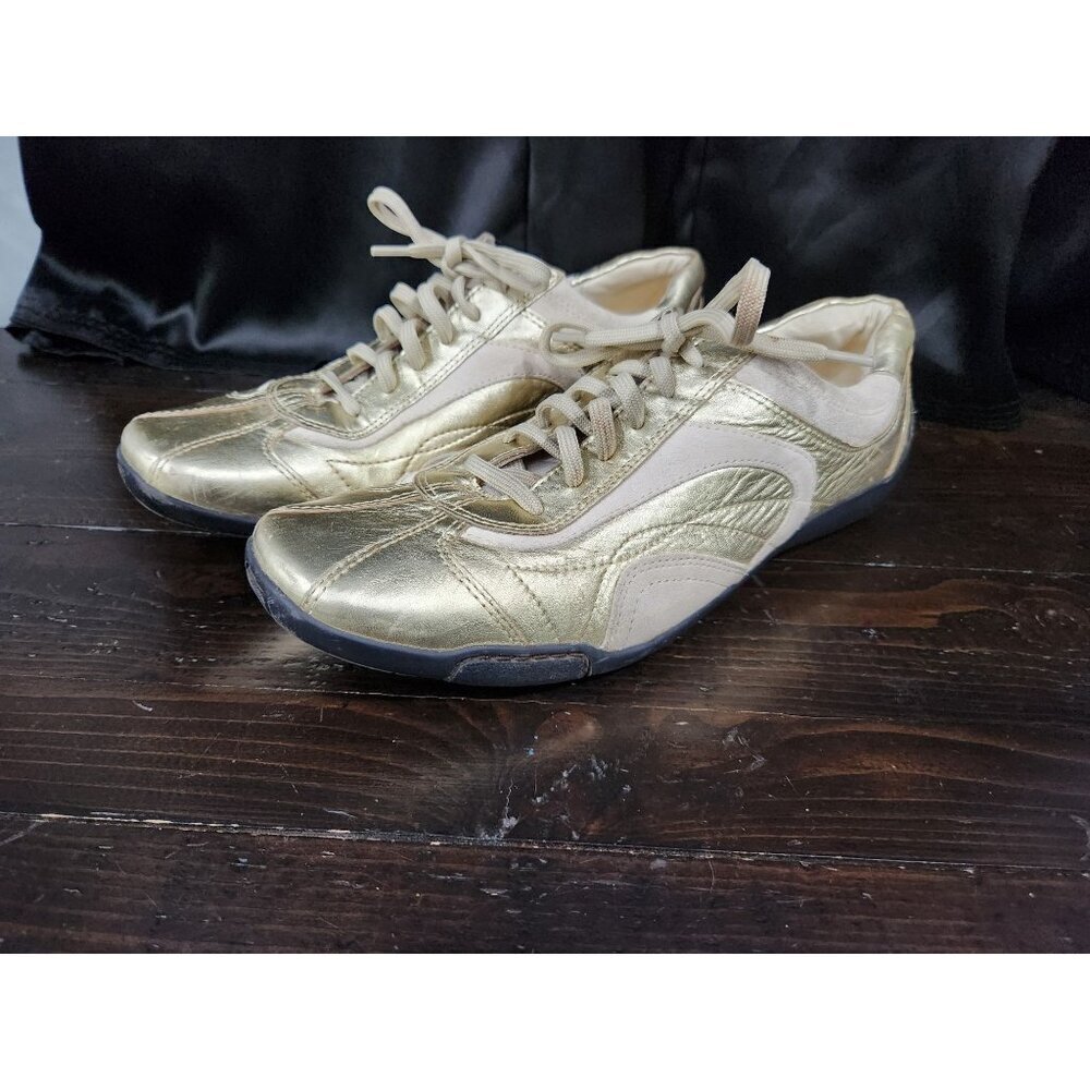 EUC Naturalizer Cade Gold Leather & Suede Lace-Up Casual Fashion Sneakers/Sz 11M